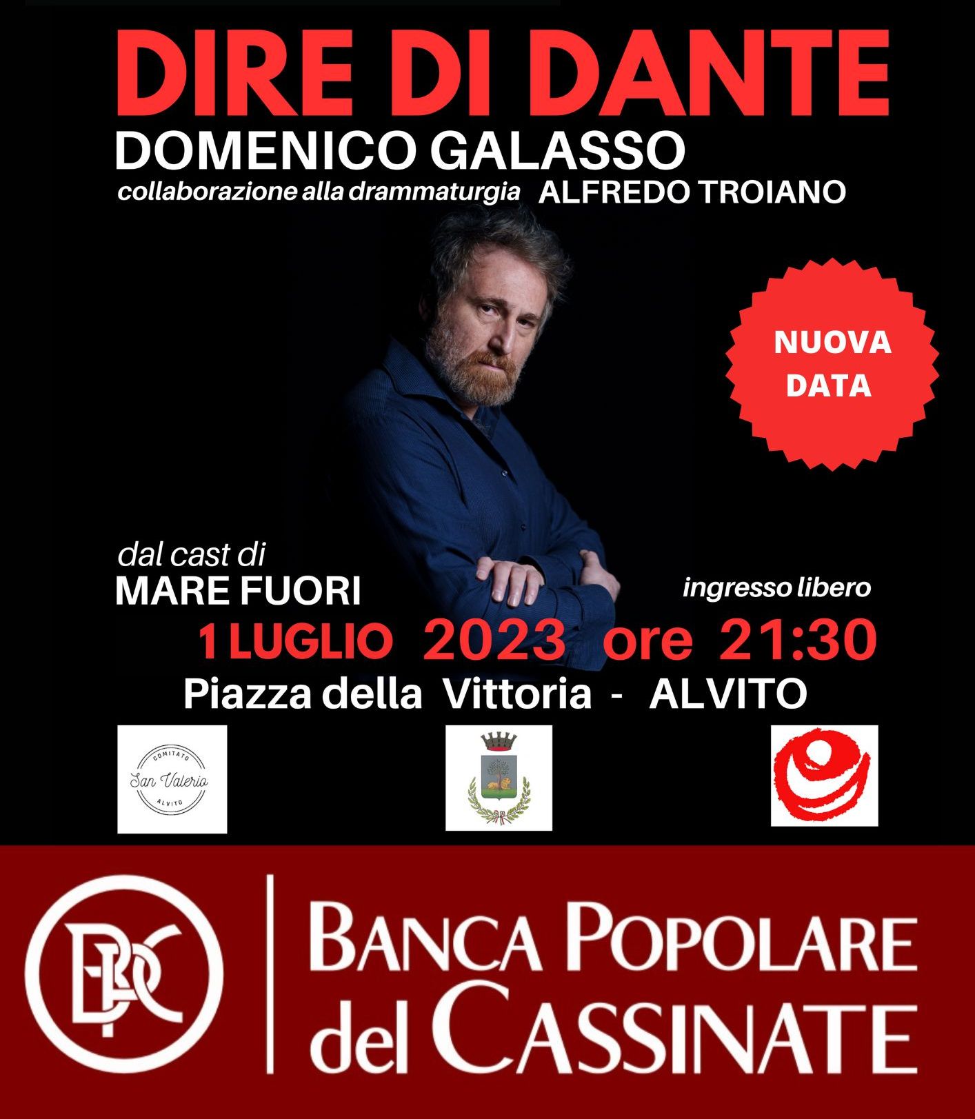 Ad Alvito lo spettacolo “Dire di Dante” con Domenico Galasso